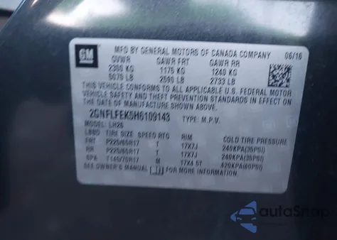2017 Chevrolet Equinox Lt from USA, damaged, VIN 2GNFLFEK5H6109143